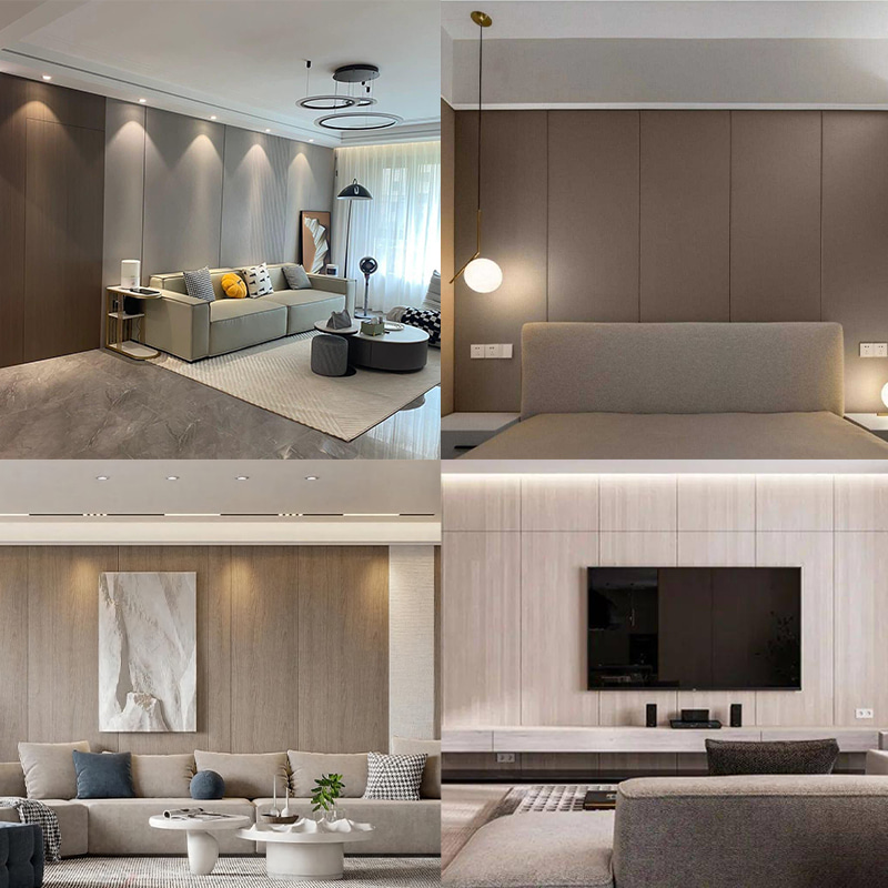 1220×2440mm környezetbarát PVC fa furnér szemcsés dekoratív falpanelek beltéri falburkolatokhoz, vízálló karcálló, könnyen felszerelhető