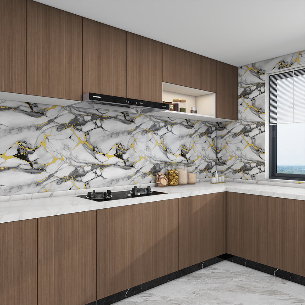 Modern magasfényű márvány tapéta tekercs PVC öntapadó vízálló belső lakberendezési márványlap matrica