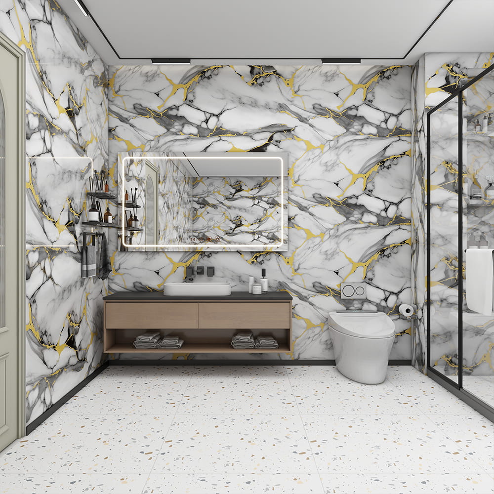 Modern magasfényű márvány tapéta tekercs PVC öntapadó vízálló belső lakberendezési márványlap matrica